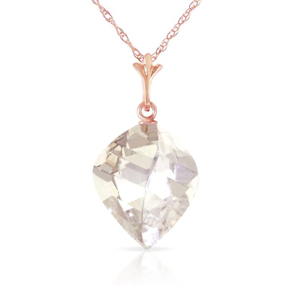14K GOLD NECKLACE TWISTED BRIOLETTE WHITE TOPAZ - Picture 3 of 7
